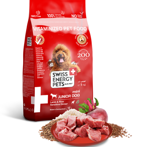 SWISS ENERGY PETS pentru câini juniori cu miel și orez 1,0 kg